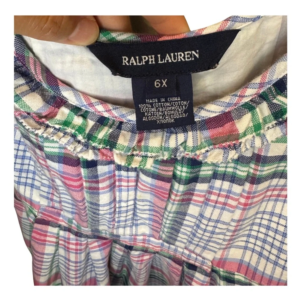 Ralph Lauren Girls Plaid Ruffle Dress – Size 6X - Picture 2 of 6